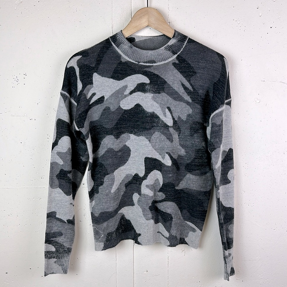 27 Miles Malibu Gray & Black Camo Crewneck Sweater